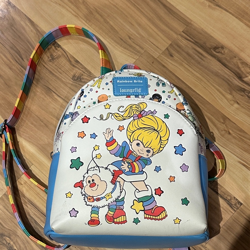 Loungefly Rainbow Brite White Blue Multicolor Mini Backpack